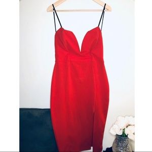 Windsor deep v red dress